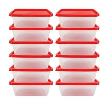 Imagem de Kit 10 Potes Marmita Para Freezer Microondas Grande 1L COR: VERMELHO