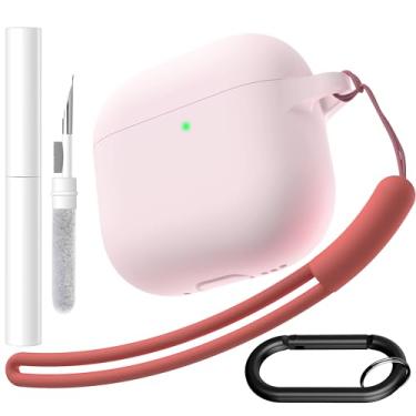 Imagem de Brujula Capa protetora de silicone para AirPods 4 com ANC, compatível com AirPods 4ª geração 2024 (rosa, AirPods 4 com ANC)