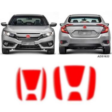 Imagem de Adesivo Civic G10 Emblema Vermelho Refletivo Resinado Par - Resitank