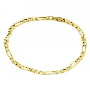 Imagem de Pulseira de Ouro 18K Fígaro 3 x 1 21cm 3,0mm a 4,5mm (fina) - Elegancy