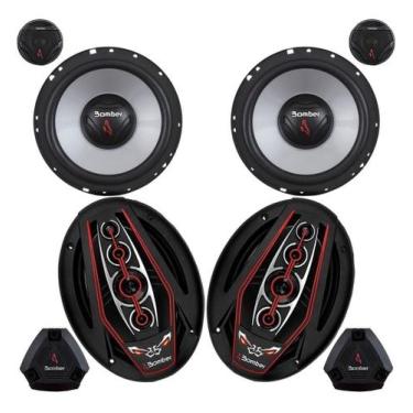 Imagem de Kit Alto Falantes 6x9 Bicho Papão Bomber 350w Rms + Kit 2 Vias Bomber 