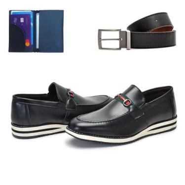 Imagem de Sapato Social Casual Masculino Mocassim Super Leve Com Fivela + Cartei