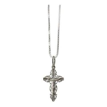 Imagem de Kit Pingente E Corrente Crucifixo Prata 950 Florenzza Jóias, Único