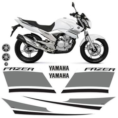 Imagem de Adesivos Fazer 250 2014 Moto Branca + Emblemas Logo Yamaha - SPORTINOX