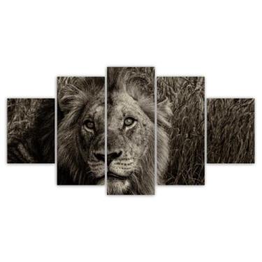 Imagem de Quadros Decorativos Mosaico Mdf Leão 115X60Cm - X4adesivos