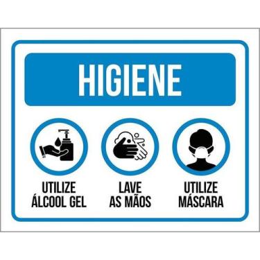Imagem de Placa - Máscara De Proteção, Álcool Gel, Lave As Mãos 27X35 - Sinalizo