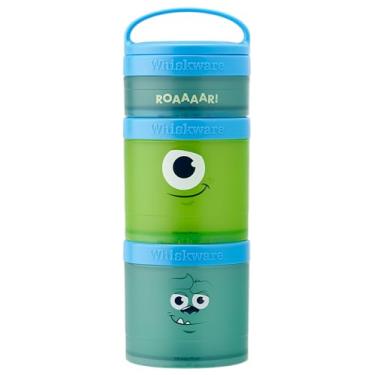 Imagem de Whiskware Recipientes empilháveis Disney Pixar para crianças e crianças, 3 copos empilháveis de lanche para escola e viagens, Monsters Inc Mike Wazowski e Sulley