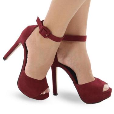 Imagem de Sandália Feminina Meia Pata Salto Alto Fino P32 - Pedore, Marsala, 37