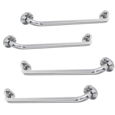 Imagem de Alça Apoio Banheiro Inox Reta Kit 4 unidades 40cm e 60cm Idoso Cadeira