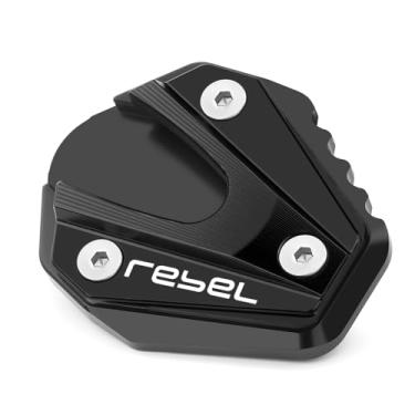 Imagem de Mokiton Placa de suporte de extensão de suporte lateral de motocicleta compatível com H.onda Rebel 500/300 2017-2023 2024 | Suporte de almofada de pé CMX500 CMX300 acessórios de base (preto)