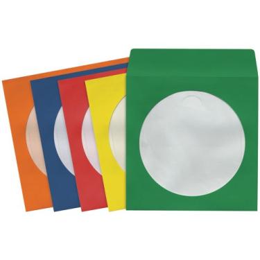 Imagem de 1 – mangas de armazenamento de CD/DVD (100 unidades; cores), papel resistente com janela de plástico transparente, serve em formatos de 12 cm, 190132 – CD403