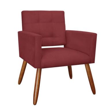 Imagem de Poltrona Recepção Camila Suede Bordo Pés Palito - Vallisa Decor