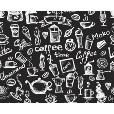 Imagem de Papel De Parede Café Cozinha Autocolante Lavável Cor Preto 3 metros x 