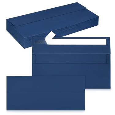 Imagem de Pacote com 50 envelopes empresariais nº 10, envelopes autoselados em azul marinho padrão para envio comercial seguro e jurídico, escritório, cheques, cartas, faturas, 10 x 23 cm