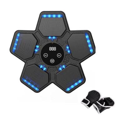 Imagem de Rock88 Máquina de boxe musical, suporte na parede, treinador de boxe eletrônico com luvas, equipamento de boxe com feedback de luz para casa e escritório, preto