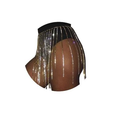 Imagem de Correntes Asooll sexy de cristal para o corpo Correntes da moda Barriga Quadril Saias com franja Correntes de Cintura Verão Praia Festa Noturna Cintos Acessórios para o corpo Joias para Mulheres e Meninas, Dourado, Free Size
