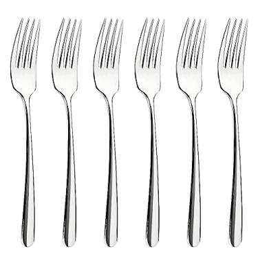 Imagem de Csinos 18/8 Conjunto de talheres para jantar de aço inoxidável com colher de sopa para sobremesa, Fino, Prata, Dinner Forks, 6