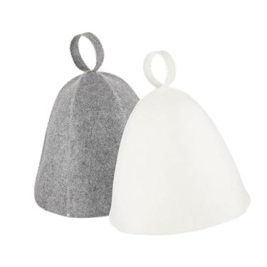 Imagem de Bothyi 2 peças chapéu de sauna touca de vapor russa touca de banho para evitar superaquecimento para homens e mulheres acessórios de banho chapéu de, 1 Cinza E 1 Branco