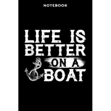 Imagem de Notebook Vintāgē Lifē is Bēttēr ōn Ā Bōāt GifĀrt Sāiling Fishing Mēmē: 6" x 9", over 100 pages/Lined Journal,Management,Notebook Journal,Daily Organizer