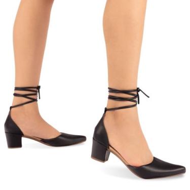 Imagem de Sapato Scarpin Feminino Salome Amarraçao bico fino Fashion - RHN SHOES