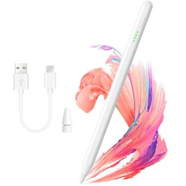 Imagem de Caneta Stylus para iPad 2018-2024 - Lápis de carregamento rápido com visor de energia LED (1ª geração) com sensibilidade de inclinação, rejeição da palma da mão para iPad Air/Pro/Mini