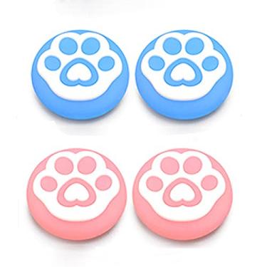 Imagem de Capa de silicone para polegar com aderência para polegar e adesivo 4 em 1 para controle PS4 PS3 Xbox One Xbox 360, A # Blue