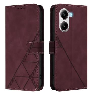 Imagem de Asdsinfor Capa flip para Poco X7 Pro 5G couro sintético carteira coldre com suporte para cartões fecho magnético à prova de choque capa protetora para Xiaomi Poco X7 Pro. WineRed YBS