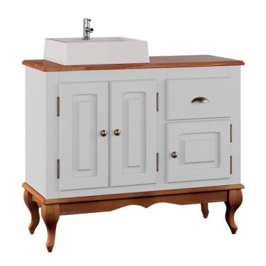 Imagem de Gabinete para Banheiro com Cuba Dália 3066 - Linz Móveis, Branco/Imbui