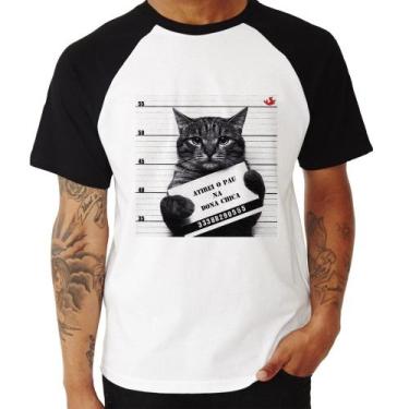 Imagem de Camiseta Raglan Atirei o pau na Dona Chica - Foca na Moda, Branco, Pre