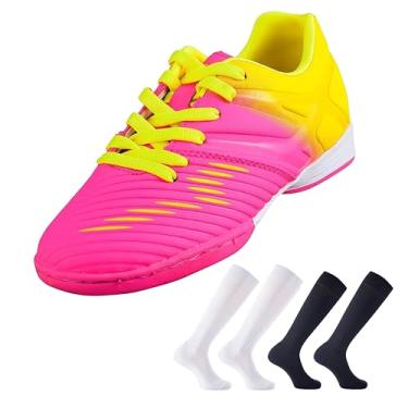 Imagem de Vizari Combo de tênis de futebol infantil com dois pares de meias | Chuteiras duráveis e meias de compressão para crianças | Ideal para futebol e futsal, rosa, 18