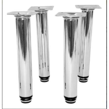 Imagem de Pés Tubular 20cm Metal Cromado Para Sofás Cama Box e Moveis com 4un - 