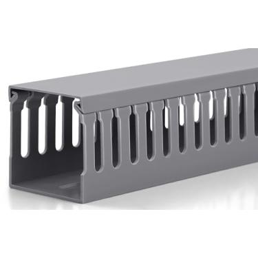 Imagem de ZhiYo Raceway profissional de gerenciamento de cabos de rack de servidor de 167,6 cm (4X C 16,5 cm), pista de pista de cabos H2 pol x W2in, pista de fiação aberta de PVC eletricamente segura para