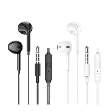 Imagem de Fone de Ouvido TOMATE MF-A01 com Microfone, Conector P3 3,5mm, Cabo 1,2m, Preto e Branco