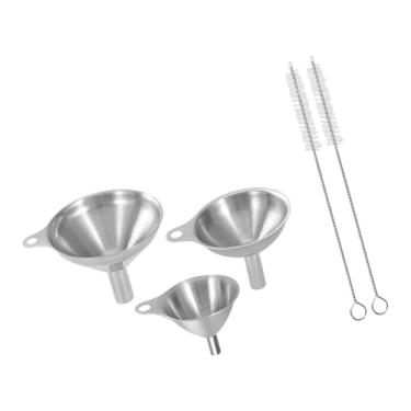Imagem de SiaBiced Funis de enchimento de metal de 5 peças, mini funil de cozinha de aço inoxidável portátil ajustado para transferir líquido