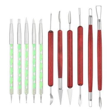 Imagem de YOKIVE 11 peças de ferramenta de escultura de argila de silicone, ferramentas de argila de polímero, ferramenta de modelagem de argila, ferramenta de pontilhamento, ótimo para pintura artesanal de