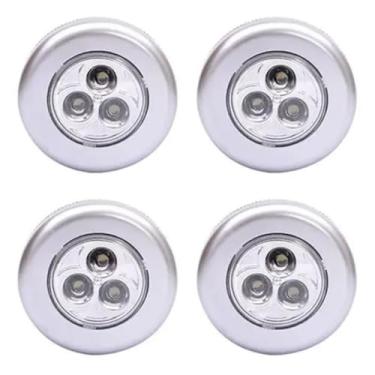 Imagem de Luminária LED de Toque – Conjunto com 4 Unidades – 3 LEDs – Luz Branca – Montagem em Superfície – Prateado