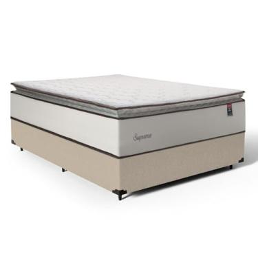 Imagem de Cama Box com Colchão de Molas Ensacadas Pillow Top Supreme Lux (Bege, Casal)