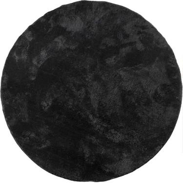 Imagem de Tapete Redondo 1,50m Quarto Sala Escritório Pelo Macio Antiderrapante (Preto)