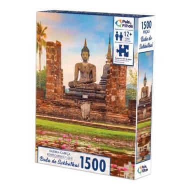 Imagem de Quebra Cabeça 1500 Peças Paisagem Buda de Sukhothai Tailândia Pais e Filhos