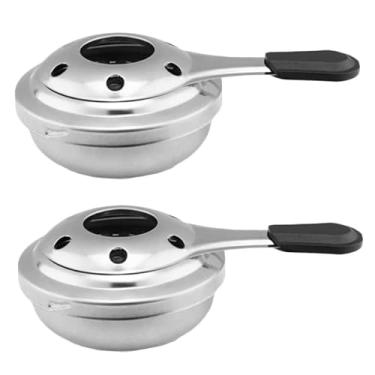 Imagem de 2 peças de fogão a álcool, mini queimador de álcool com temperatura ajustável de 9,5 x 4,8 cm, fogão portátil de aço inoxidável para churrasco e piquenique