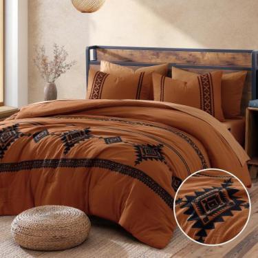 Imagem de Conjunto de edredom Mairêve Burnt Orange Boridery King Size 7 unidades