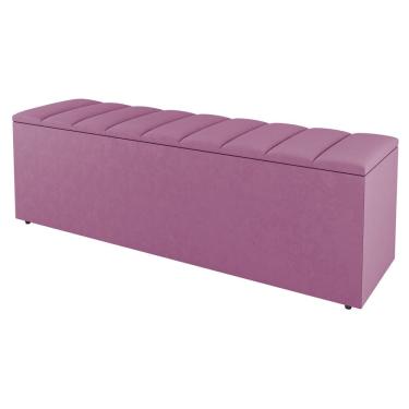 Imagem de Calçadeira Baú Queen Size Cora 160cm Suede Rosa - Abmaza