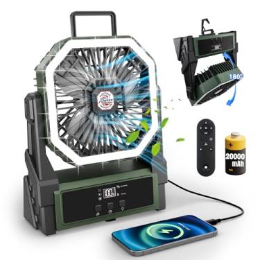 Imagem de Roykaw Ventilador portátil recarregável 20.000 mAH alimentado por bateria, ventilador de acampamento sem fio 36+ horas de trabalho, com luzes LED ultra brilhantes e exibição, adequado para viagens