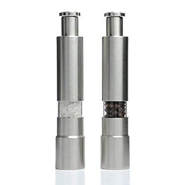 Imagem de Bringsine Conjunto de moedor de sal e pimenta. Os agitadores de moedores de sal e pimenta de aço inoxidável premium funcionam muito bem com pimenta, sal marinho, sal do Himalaia, especiarias e