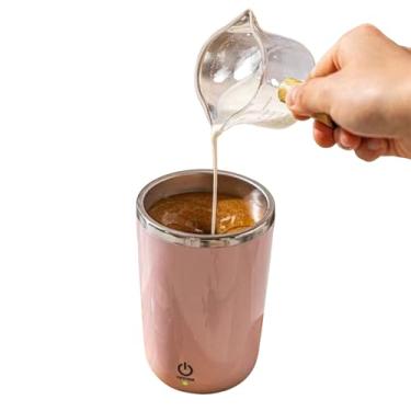 Imagem de Copo com agitação automática, copo magnético elétrico, copos agitadores recarregáveis por USB, adequados para cacau quente, café, café com leite (rosa)