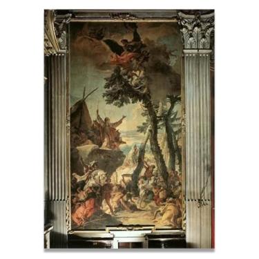 Imagem de Impressão em tela Tiepolo The Gathering of Manna Giovanni Battista – Obra-prima rococó barroca, pintura escolar de Veneza, pintura a óleo decorativa para galeria doméstica 20 x 28 cm