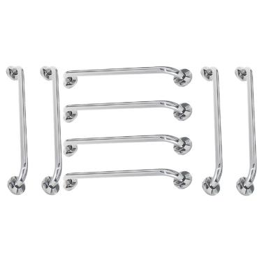 Imagem de Alça Apoio 60cm Barra Inox Kit 8 Unidades Banheiro Idoso Acessibilidade Suporte Box Corrimao