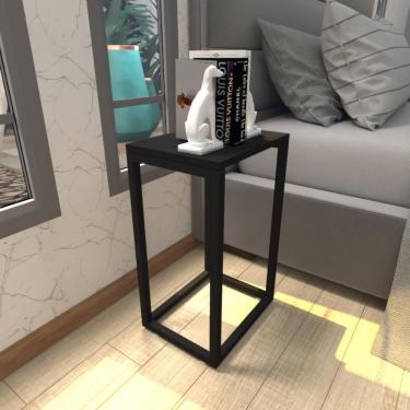 Imagem de Mesa De Cabeceira Industrial Preta Mdf Canto Quarto Mesas De Cabeceira Mesinha Cabeçeira Cabiceira