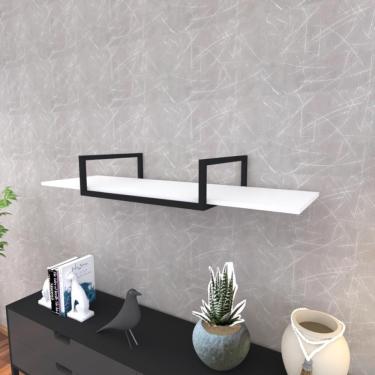 Imagem de Prateleira Industrial Suspensa Estante Parede Nicho Branco Cozinha Escritorio Sala Quarto Infantil