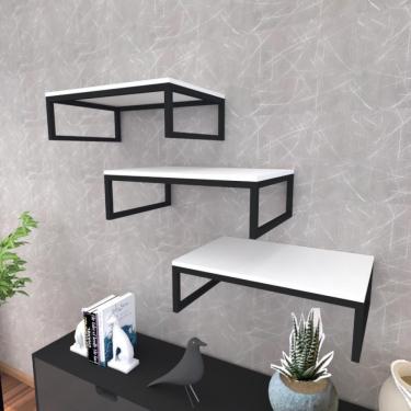 Imagem de Kit Com 3 Prateleira Industrial Estante Parede Nicho Branco Cozinha Escritorio Sala Quarto Infantil